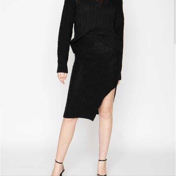 Callahan Revolve "Tony" Chunky Basketweave Knit Midi Skirt Slit NWT L - Picture 2 of 13